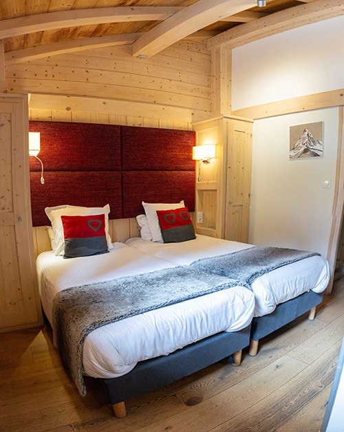 Chambre 2 lits chalet adelphine 5 et 6