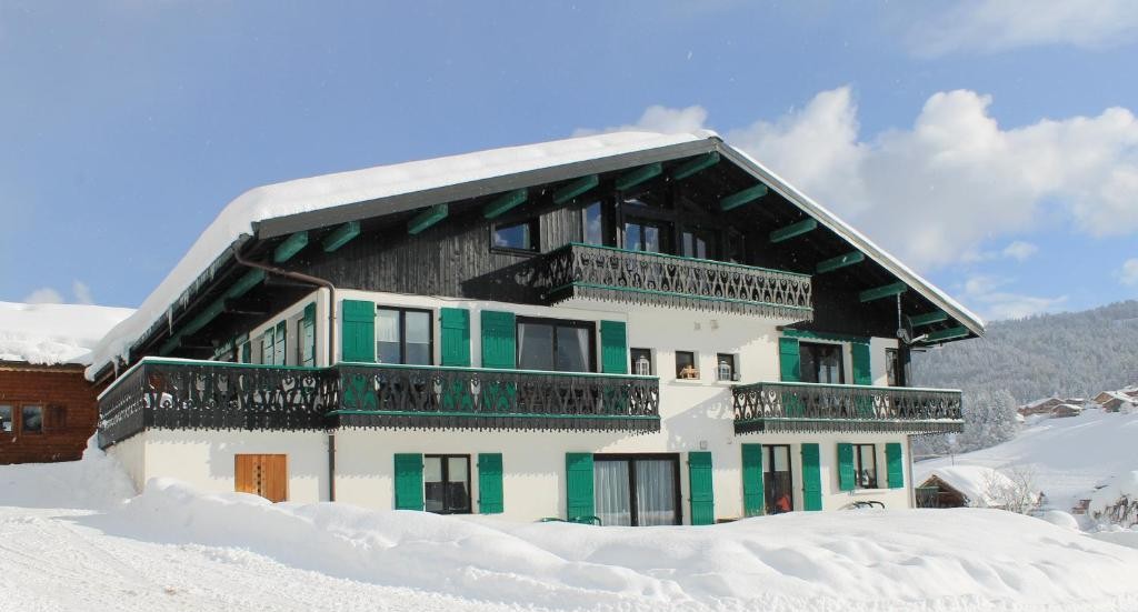 Chalet fleur des alpes enneigé